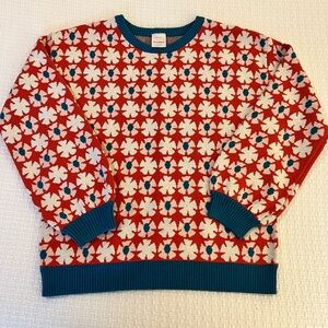 BNWOT Hanna Andersson Red and Teal Girls Sweater Size 12